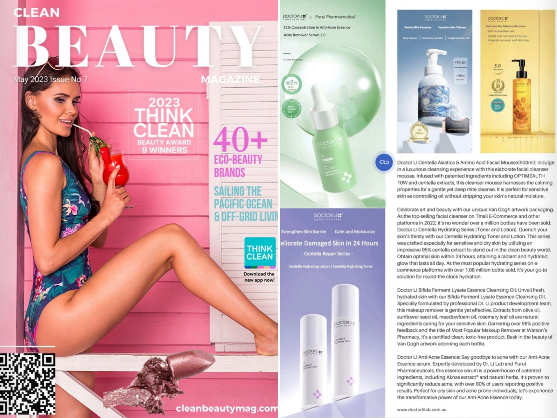 DOCTOR LI斩获2023澳洲《Clean Beauty》 杂志“主編推荐大奖”！
